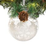 Ornament Brad de Craciun Glob Transparent Fulg Con Pin 8cm - Image 2