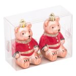 Set Ornamente de Craciun Ursi Roşii Glitter 8.5cm - 2buc - Image 2