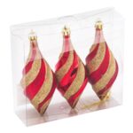 Set Ornamente de Craciun Vintage Roşii Glitter Auriu 14cm - 3buc - Image 2