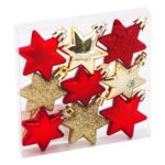 Set Ornamente de Craciun Stele Rosii Aurii Glitter 5cm - 9buc - Image 2