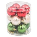 Set Globuri de Craciun Rosii Bej Verzi 5cm - 12buc - Image 2