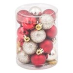 Set Globuri de Craciun Rosii Bej Glitter Ø3cm - 20buc - Image 2