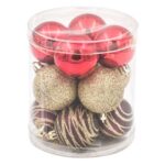Set Globuri de Craciun Rosii Maro Bej Glitter Ø5cm - 12buc - Image 2