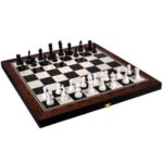 Joc Table - Sah din Lemn cu Piese Negre & Pion 37x37cm - Image 2