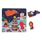 Puzzle din Lemn de Craciun cu 5 Figuri 22x22cm - Image 2
