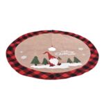 Covoras Fusta pentru Brad de Craciun Gnome Rosie cu Carouri "Merry Christmas" 90cm - Image 2