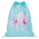Saculet Textil Turcoaz Roz Balerina cu Sireturi 34x42cm - Image 2