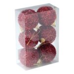 Set Globuri de Craciun Rosii Glitter Tinsel Ø6cm - 6buc - Image 2