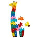 Puzzle din Lemn cu Cifre Colorate Girafa 11x28cm - Image 2