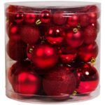 Set Globuri de Craciun Rosii Mat Stralucitoare Glitter  4-6-8-10 cm - 54buc