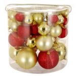 Set Globuri de Craciun Aurii Rosii Mat Stralucitoare Glitter 4-6-8-10cm - 55buc