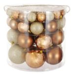Set Globuri de Craciun Bej Bronz Mat Stralucitoare Glitter 4-6-8-10m - 55buc