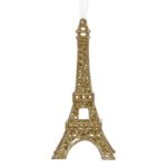 Ornament Brad de Craciun Turnul Eiffel cu Glitter Auriu 6.7x15cm - Image 2