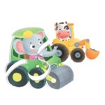 Puzzle cu 6 Vehicule cu Animale pentru Bebelusi (12 piese) - Image 2