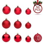 Set Globuri de Craciun Rosii Mat Stralucitoare Glitter 3-4-6cm - 50buc - Image 2