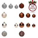 Set Globuri de Craciun Bej Bronz Mat Stralucitoare Glitter 3-4-6cm - 50buc - Image 2