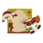Puzzle din Lemn cu Mos Craciun 18x18cm - (3 piese) - Image 2