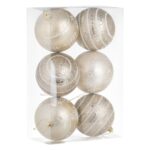 Set Globuri de Craciun Bej cu Glitter Ø10cm - 6buc - Image 2