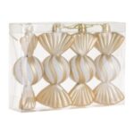 Set Ornamente de Craciun Bomboane Bej cu Glitter Irizat 12cm - 4buc - Image 2