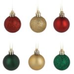 Set Globuri de Craciun Rosii Verzi Aurii Mate cu Glitter Ø4cm - 36buc - Image 2