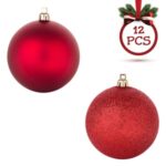 Set Globuri de Craciun Rosii Mat Glitter Ø5cm - 12buc - Image 2