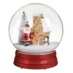 Glob de Zapada Mos Craciun Casa Turta Dulce cu Muzica & LED Ø23cm - Image 2