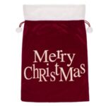 Sac de Craciun Bordo Catifelat cu Glitter Auriu & Mesaj 50x75cm - Image 2