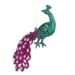 Ornament Brad de Craciun Paun Bordo cu Glitter 20cm - Image 2