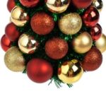 Brad Decorativ de Craciun din Beteala Verde cu Globuri Rosii Aurii 45cm - Image 2