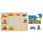 Puzzle din Lemn Drum cu Vehicule de Transport (10 piese) 30x22cm - Image 2