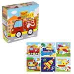 Cuburi din Lemn Puzzle Vehicule (9 Piese) 10,3x10,3x3,5cm - Image 2