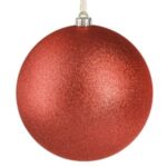 Glob Decorativ de Craciun Rosu cu Glitter Ø20cm - Image 2