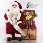 Figurina Realista Mos Craciun cu Cufar Cadouri Sunet & LED 41x35x60cm - Image 2