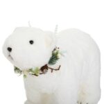 Figurina Decorativa de Craciun Urs Polar din Spuma cu Coronita Verde 47cm - Image 2