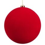 Ornament Brad de Craciun Glob Rosu Catifelat Ø20cm - Image 2