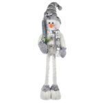 Figurina Decorativa de Craciun Om de Zapada Alb cu Picioare Extensibile Schi 80-100cm - Image 2