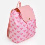 Rucsac Roz cu Model Inimi 22x10x25cm - Image 2
