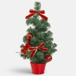 Brad Decorativ de Craciun pentru Masa in Ghiveci Rosu cu 20 LED-uri - 50cm - Image 2