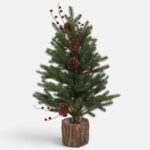 Brad Artificial de Craciun cu Fructe de Padure & Baza Tip Trunchi (57 Ramuri) 65cm - Image 2