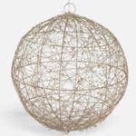 Decoratiune Suspendabila Sfera Sampanie cu Margele si 50 LED-uri Ø30cm - Lumina Alba Calda - Image 2