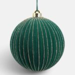 Glob de Craciun Verde Catifelat cu Dungi din Glitter Auriu Ø15cm - Image 2