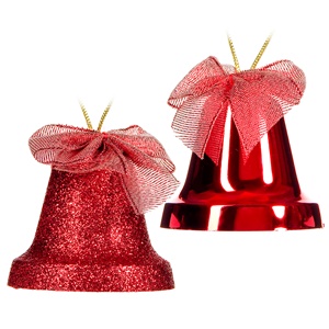 6-ek-stolidi-kambana-kokkini-4-tmch.-list.jpg Set Ornamente de Craciun Clopote Rosii Stralucitoare Glitter 6cm - 4buc - Image 1