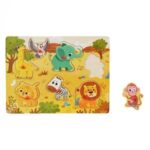 Puzzle Incastru din Lemn Animale Ferma (7 piese) - 30x22cm - Image 2