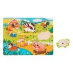 Puzzle Incastru din Lemn Animale Ferma (7 piese) - 30x22.5cm - Image 2