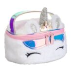 Portfard cu Model Unicorn 3D Imitatie de Blana Alba & Glitter Holografic pentru Copii 16x13x7.5cm - Image 2