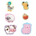 Puzzle cu 6 Animale de la Ferma pentru Bebelusi (12 piese)