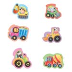 Puzzle cu 6 Vehicule cu Animale pentru Bebelusi (12 piese)