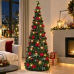 Brad Artificial de Craciun Pop Up Decorat cu 60 LED-uri si USB - 180cm