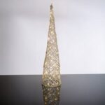 Con Decorativ de Craciun cu Glitter Bej Sampanie & 40 de Becuri LED Ø21x80cm