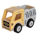 Camion din Lemn Galben Gri cu 4 Roti 14x7x9cm
